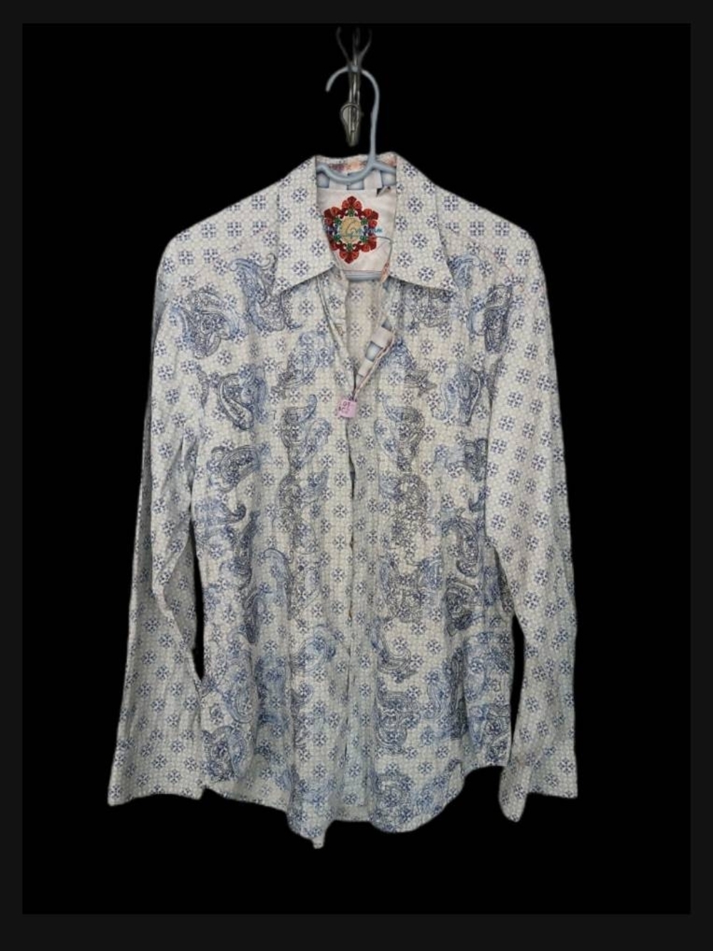 Robert Graham Men's Blue Paisley Print Dress Shirt